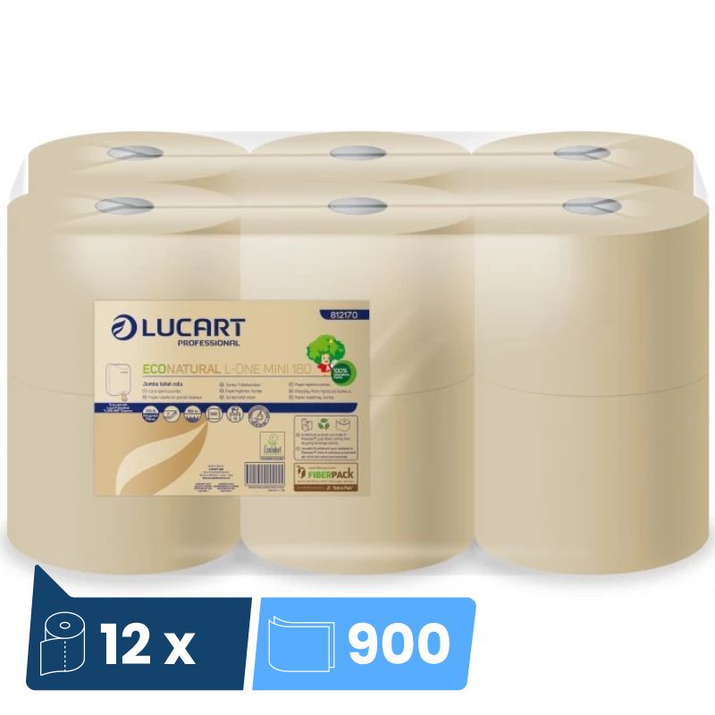 Papier toilette recyclé 12 rouleaux L-One mini Econatural
