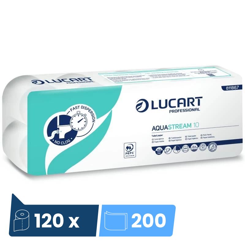 Papier toilette Ecolabel 2 plis 120 rouleaux Aquastream 10 Papier toilette Ecolabel 2 plis 120 rouleaux Aquastream 10