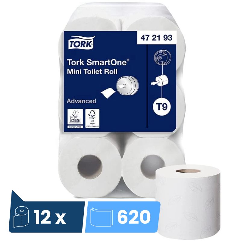 Papier Toilette Rouleau Tork SmartOne mini T9 - colis de 12