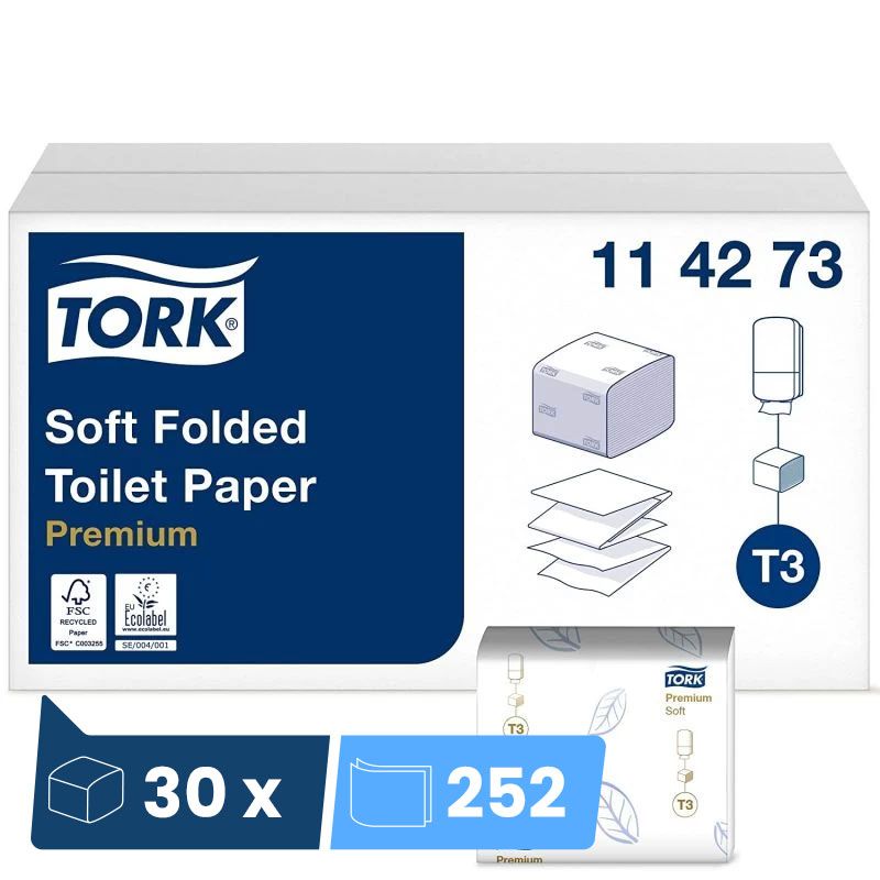 Papier toilette feuille à feuille Tork T3 - colis de 7560 feuilles