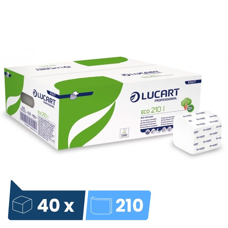 Papier toilette plié Ecolabel 2 plis Lucart - colis de 8400 feuilles Papier toilette plié Ecolabel 2 plis Lucart - colis de 8400 feuilles