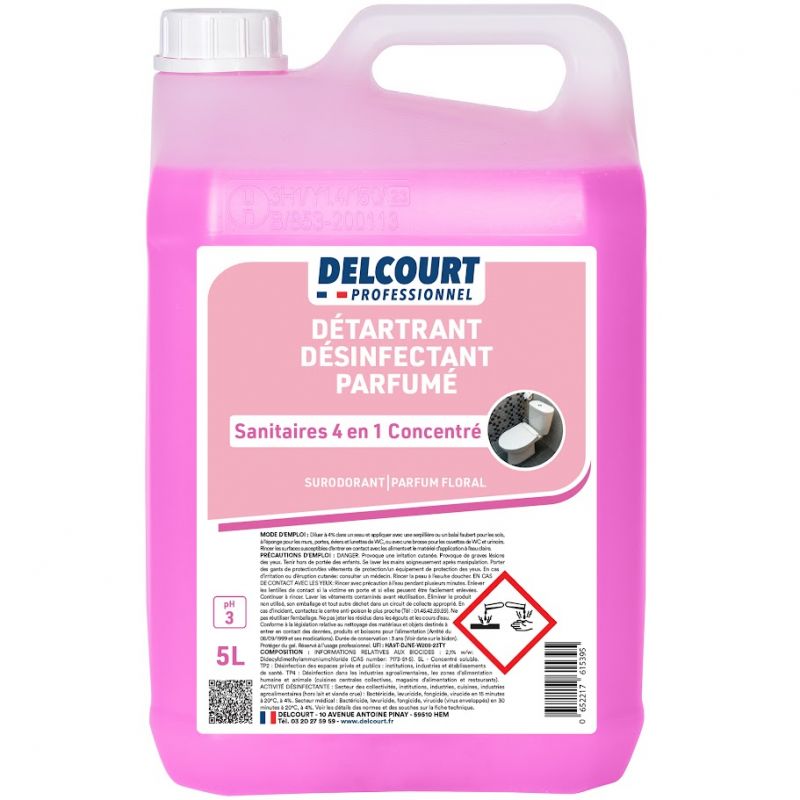 Nettoyant sanitaires concentré 4 en 1 Delcourt 5 L Nettoyant sanitaires concentré 4 en 1 Delcourt 5 L