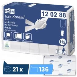 Essuie mains 2 plis Tork H2 Xpress Soft Advanced 21 x 136 feuilles