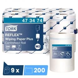 Bobine Mini à dévidage central Tork M3 - colis de 9 bobines de 200 feuilles