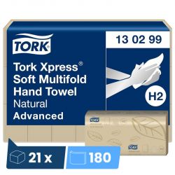 Essuie mains Tork Xpress H2 naturel 2 plis Advanced 21 x 180 feuilles