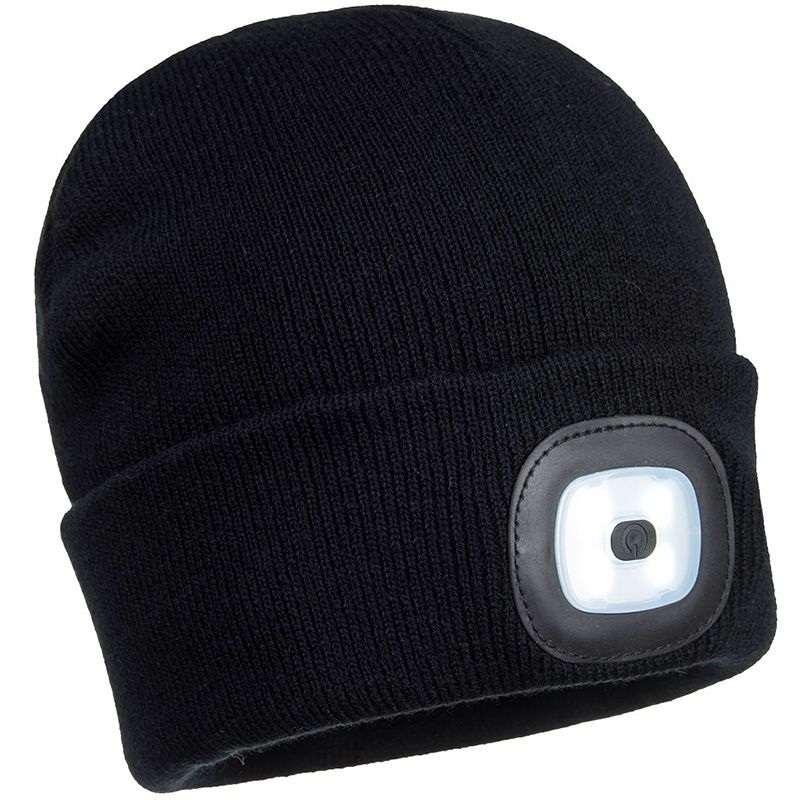 Lampe frontale LED rechargeable USB Beanie noir lampe