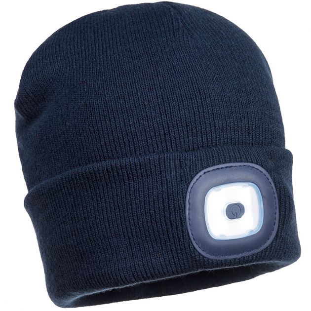 Lampe frontale LED rechargeable USB Beanie bleu lampe