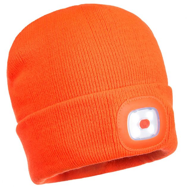 Lampe frontale LED rechargeable USB Beanie orange lampe