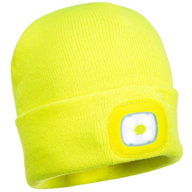 Lampe frontale LED rechargeable USB Beanie jaune lampe