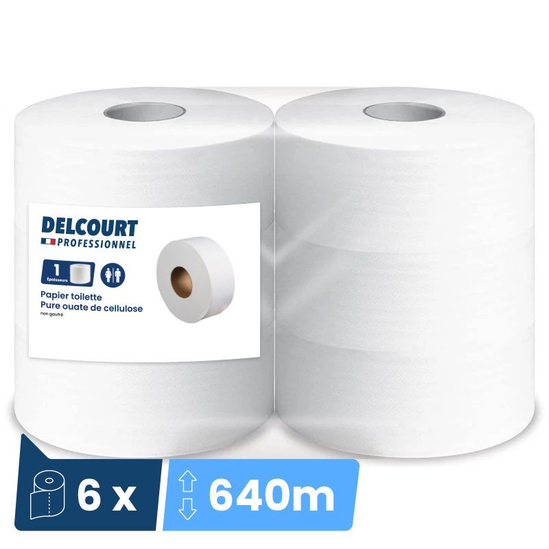 Papier toilette maxi jumbo blanc 640 m - lot de 6