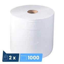 Papier d'essuyage recyclé 2 plis Delcourt - lot de 2 bobines de 1000 feuilles