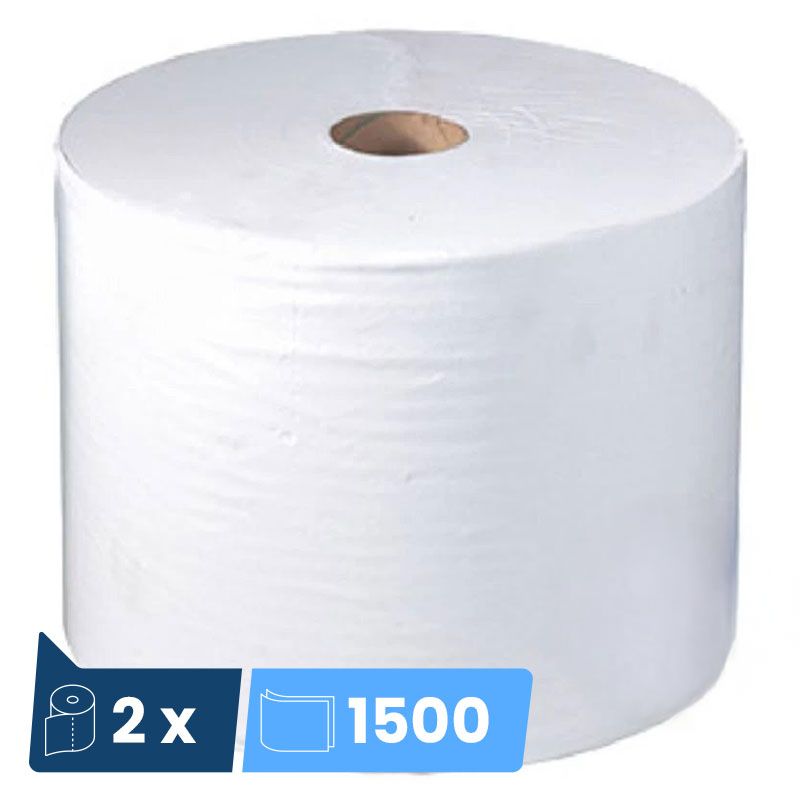2 bobines d'essuyage papier recyclé double épaisseur 2 bobines d'essuyage papier recyclé double épaisseur