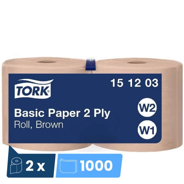 Papier d'essuyage chamois Basic W1/W2 - colis de 2 bobines de 1000 feuilles