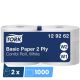 Papier d\'essuyage blanc 2 plis Basic Combi Roll Tork W1/W2 - colis de 2 bobines de 1000 feuilles