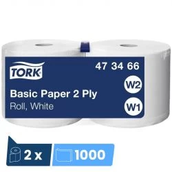 Bobine d'essuyage à dévidage central Tork W2 - lot de 2 bobines de 1000 feuilles