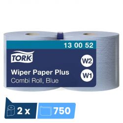 Bobine d'essuyage industriel bleu Plus Combi Roll Tork - colis de 2 rouleaux de 750 feuilles
