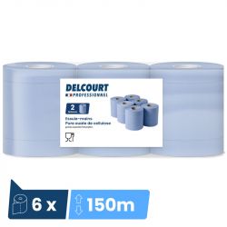 Bobine essuie mains autocut 2 plis bleu 6 x 150 m