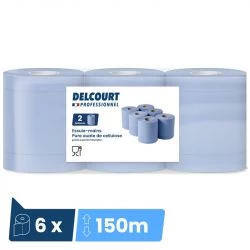 Bobine essuie mains autocut 2 plis bleu 6 x 150 m