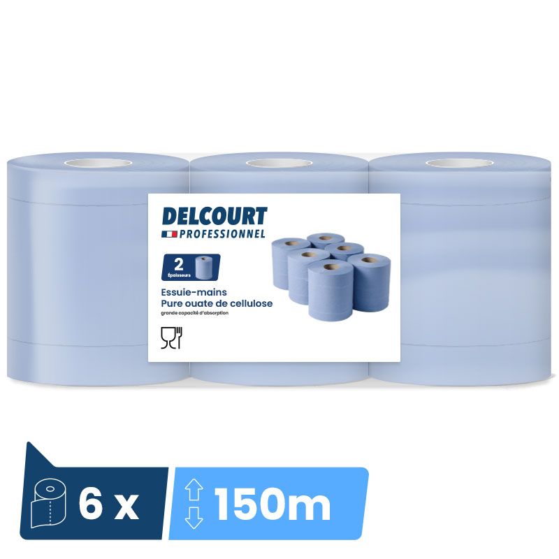 Bobine essuie mains autocut 2 plis bleu 6 x 150 m Bobine essuie mains autocut 2 plis bleu 6 x 150 m