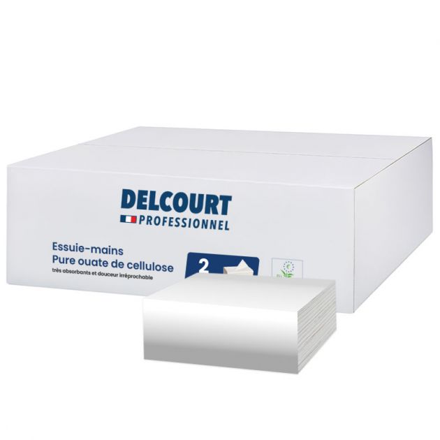 Essuie mains papier double épaisseur pliage en W 20 x 150 feuilles