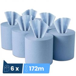 Maxi bobines bleues à dévidage central 450 formats - colis de 6