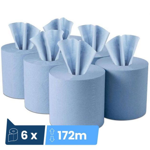 Maxi bobines bleues à dévidage central 450 formats - colis de 6 Maxi bobines bleues à dévidage central 450 formats - colis de 6