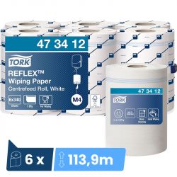 Bobine dévidage central 1 pli blanc Tork M4 - colis de 6 bobines de 340 feuilles