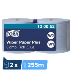 Bobine d'essuyage industriel bleu Plus Combi Roll Tork - colis de 2 rouleaux de 750 feuilles