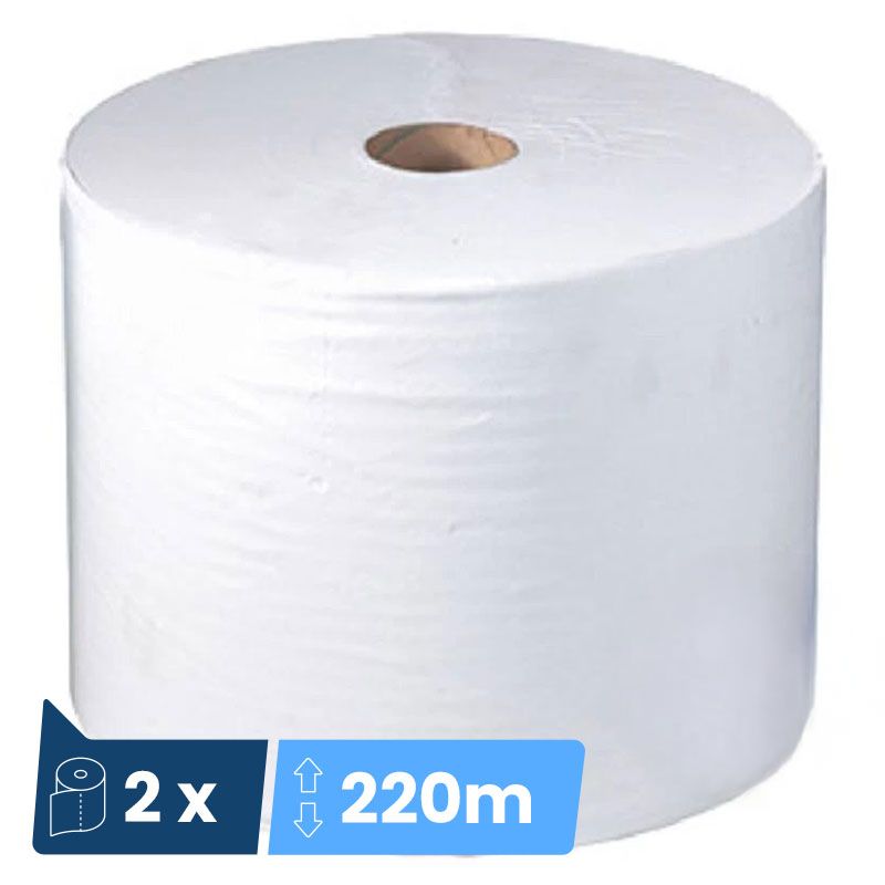 2 bobines d'essuyage papier recyclé double épaisseur 2 bobines d'essuyage papier recyclé double épaisseur