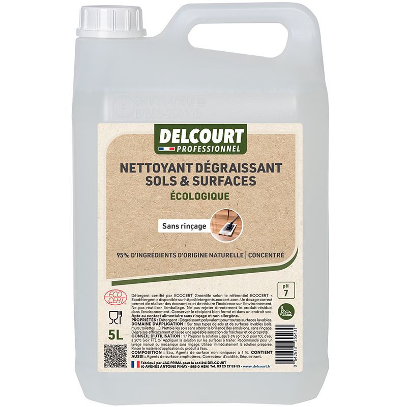 Détergent dégraissant écologique Delcourt parfum neutre
