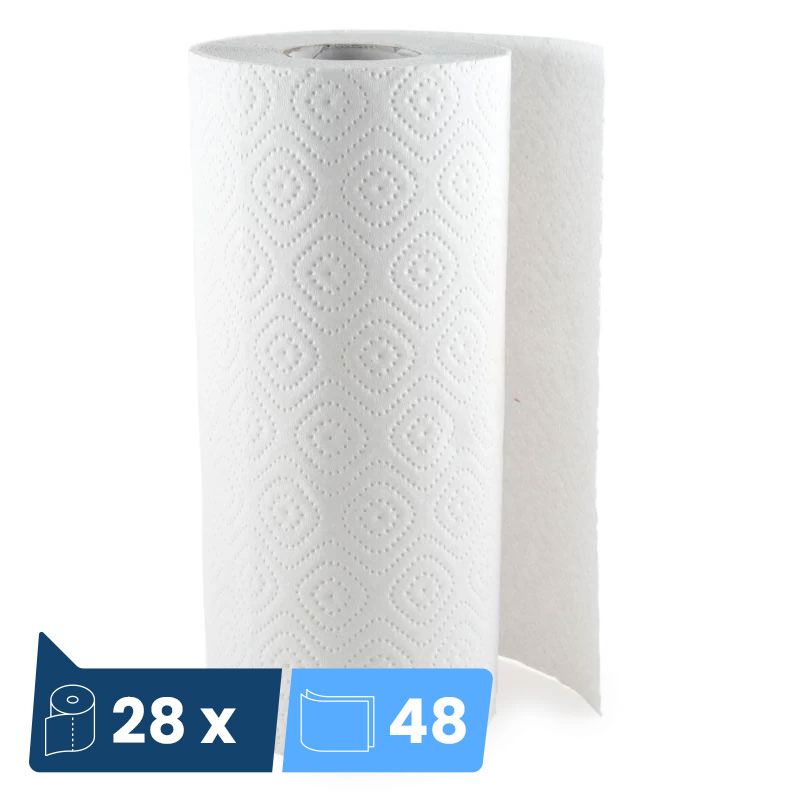 Essuie tout double épaisseur Ecolabel blanc 28 rouleaux Essuie tout double épaisseur Ecolabel blanc 28 rouleaux