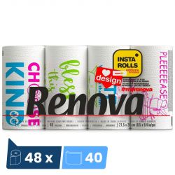 Essuie tout Renova Design 2 plis colis de 48 rouleaux