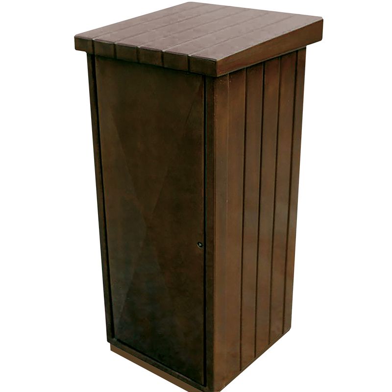 Poubelle extérieure 130 L en béton aspect bois marron dos Poubelle extérieure 130 L en béton aspect bois marron dos