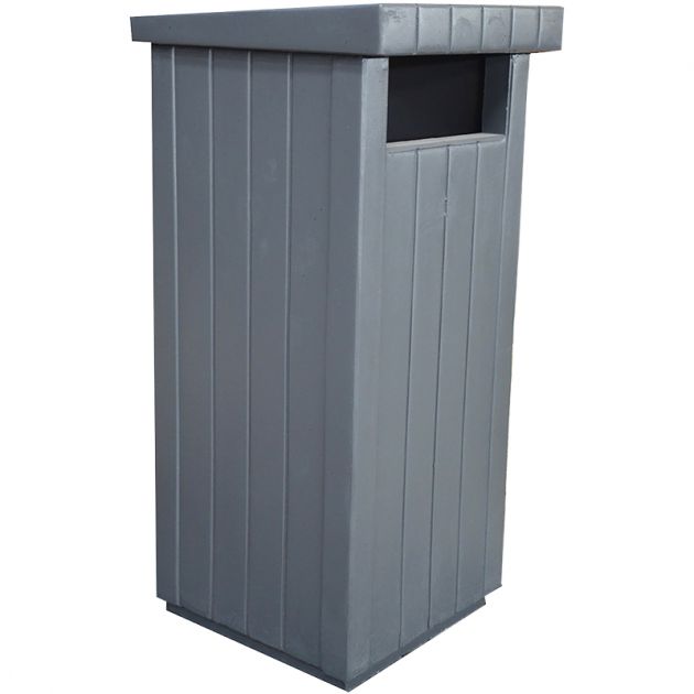 Poubelle extérieure 130 L en béton aspect bois gris Poubelle extérieure 130 L en béton aspect bois gris