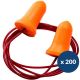 Bouchon d\'oreille anti bruit en mousse jetable avec cordon x 200