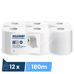 Papier toilette recyclé 2 plis mini jumbo 12 bobines Ecolabel