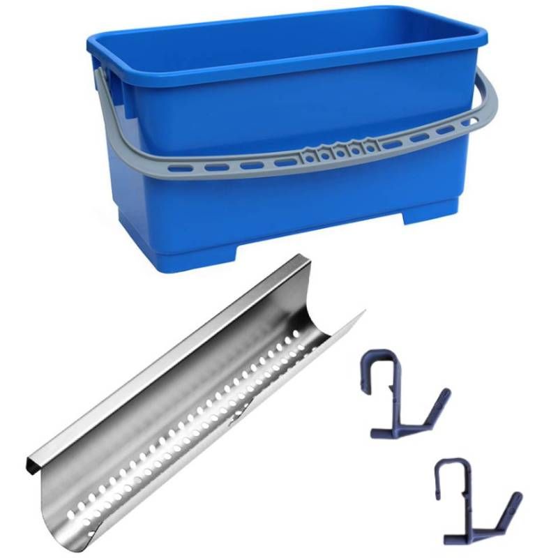 Seau de lavage pour vitres avec grille d'essorage en inox 25L