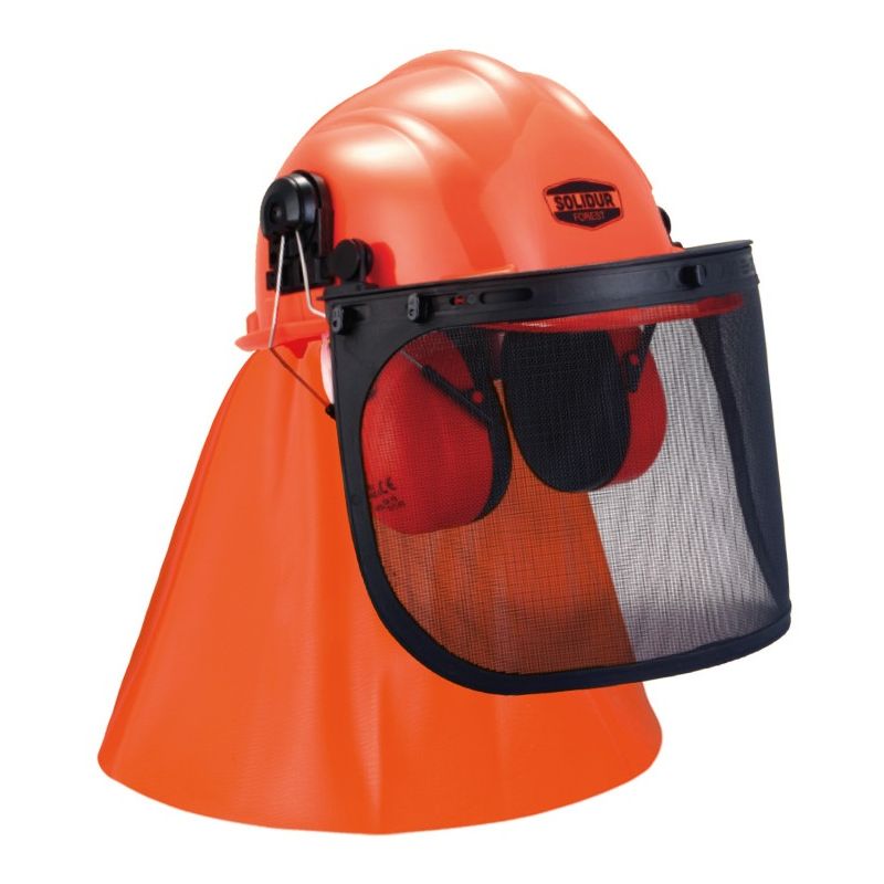 Casque de protection forestier anti bruit avec visière