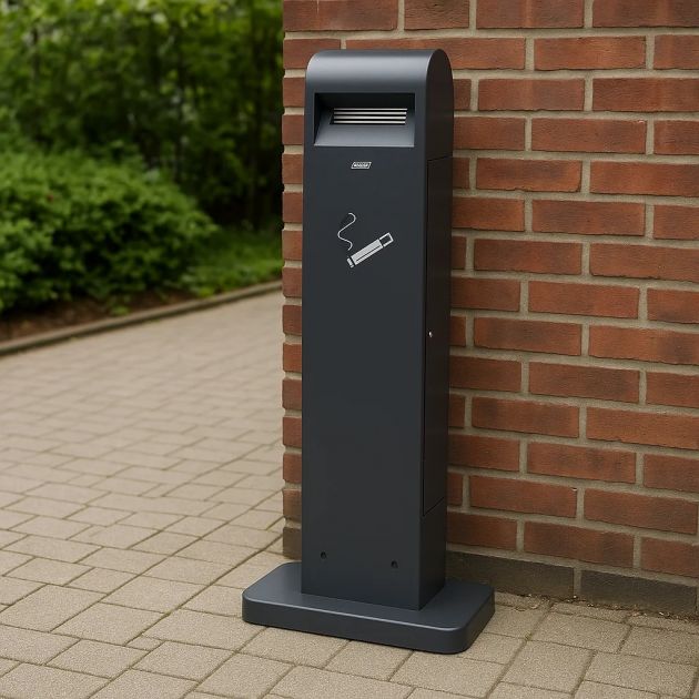 Cendrier sur pied totem gris anthracite acier 12,5 L Cendrier sur pied totem gris anthracite acier 12,5 L