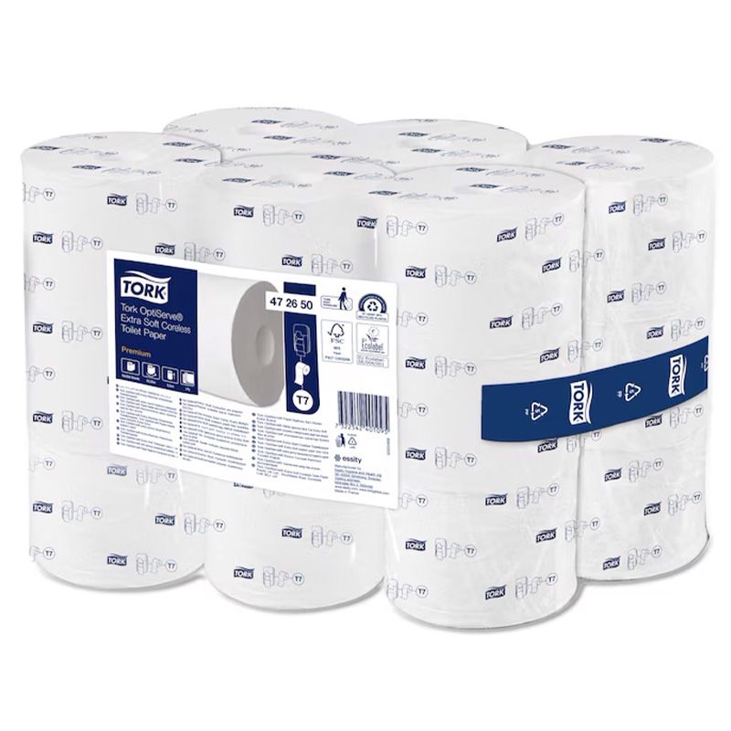Papier toilette sans mandrin 3 plis Tork T7 rouleaux