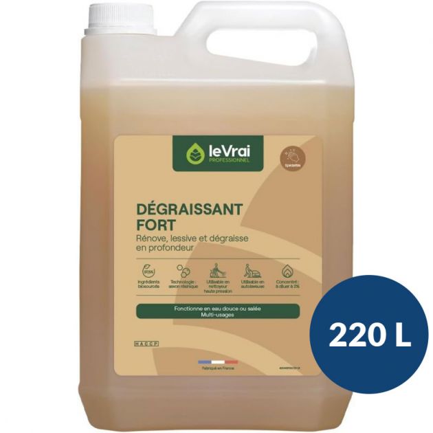 Nettoyant dégraissant fort Le Vrai Professionnel 220L Nettoyant dégraissant fort Le Vrai Professionnel 220L