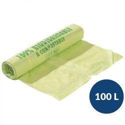 Sac poubelle biodégradable vert liens classiques Atoubio 100 L - carton de 200