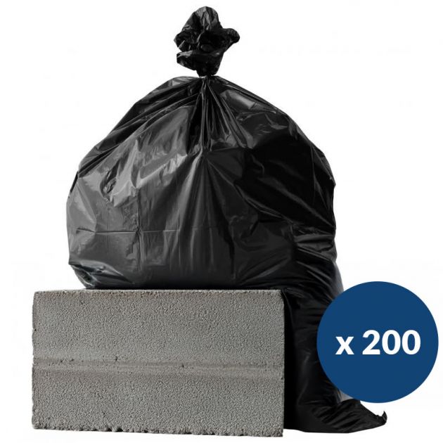 Sac poubelle recyclé noir déchets lourds Delcourt 110 L - carton de200