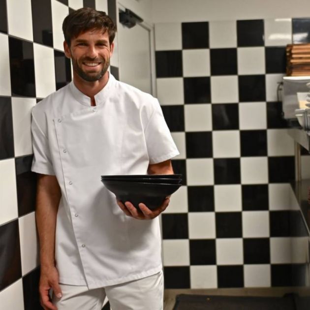 Veste col mao avec poche stylo