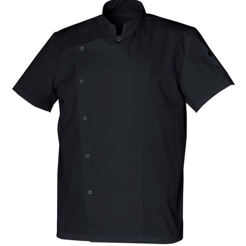 Veste col mao avec poche stylo noir