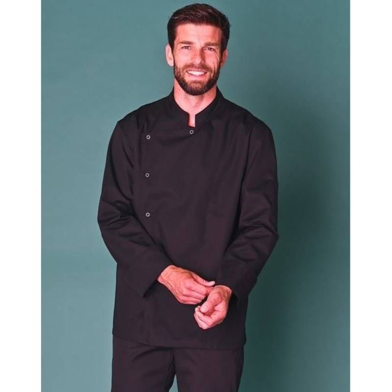 Veste de cuisine col mao manches longues