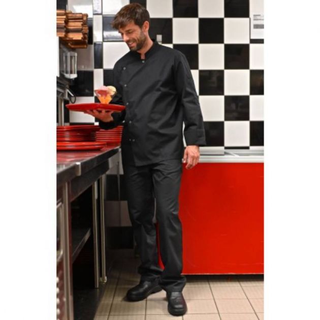 Veste de cuisine col mao manches longues