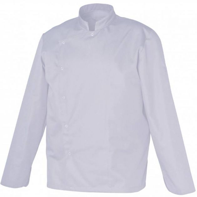 Veste de cuisine col mao manches longues blanc
