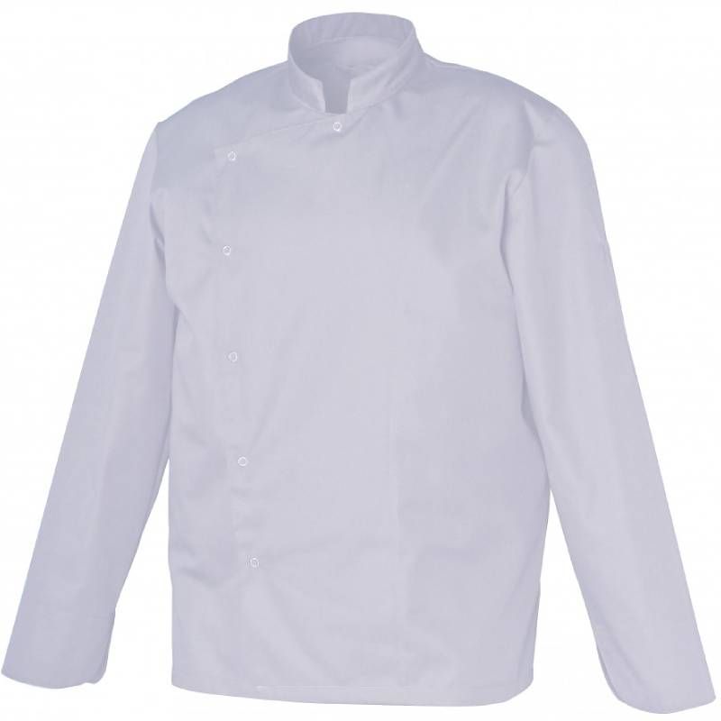 Veste de cuisine col mao manches longues blanc