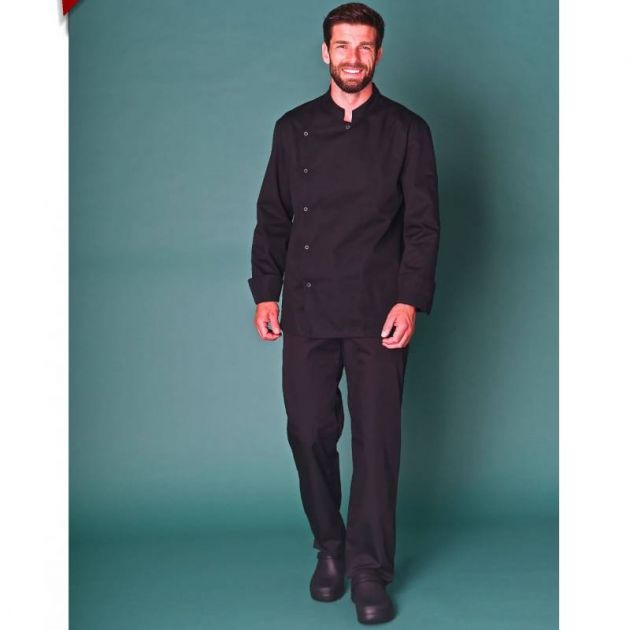 Veste de cuisine col mao manches longues